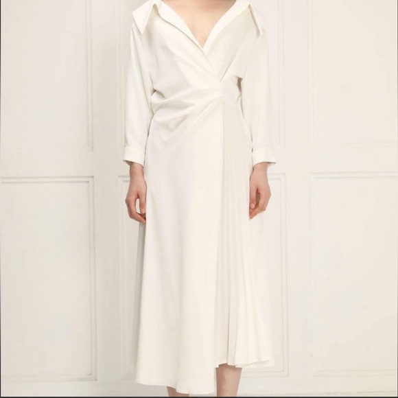 REFINED J Faux Wrap White Midi Dress - Picture 5 of 13